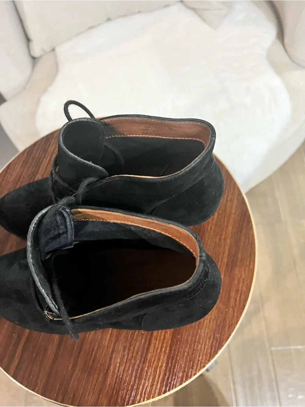 L’Amour Des Pieds Black Suede Lace-Up Heeled Ankle Booties Size 9.5